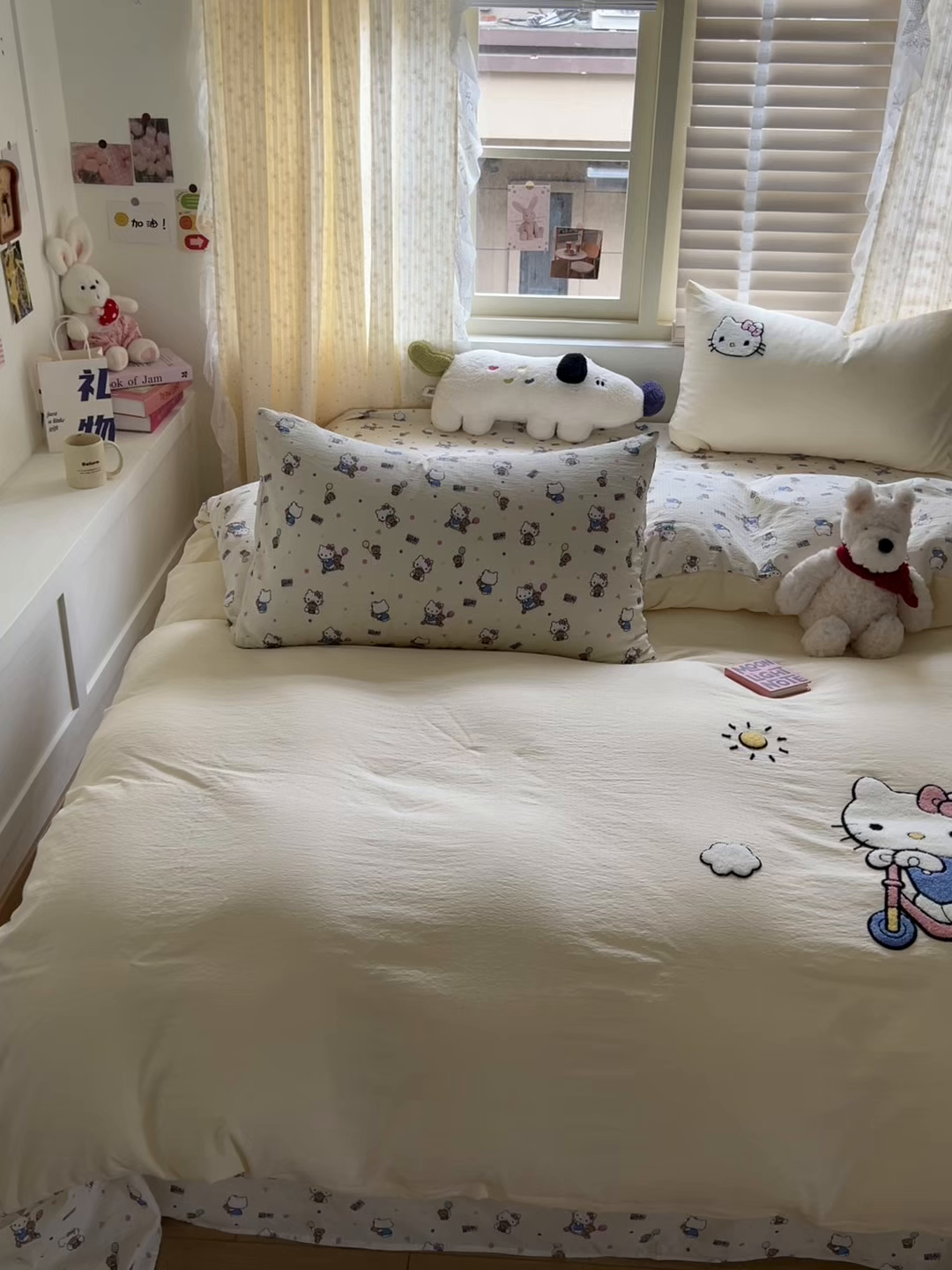 91家纺网 家纺一手货源 找家纺 童颜 2025新款三丽鸥正版授权云感木棉a类毛巾绣四件套 滑板KT