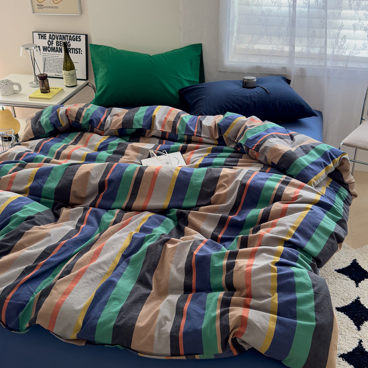 91家纺网 家纺一手货源 找家纺 （总）对白 2025新款全棉色织水洗系列四件套-曼切斯特 （提供买家秀）