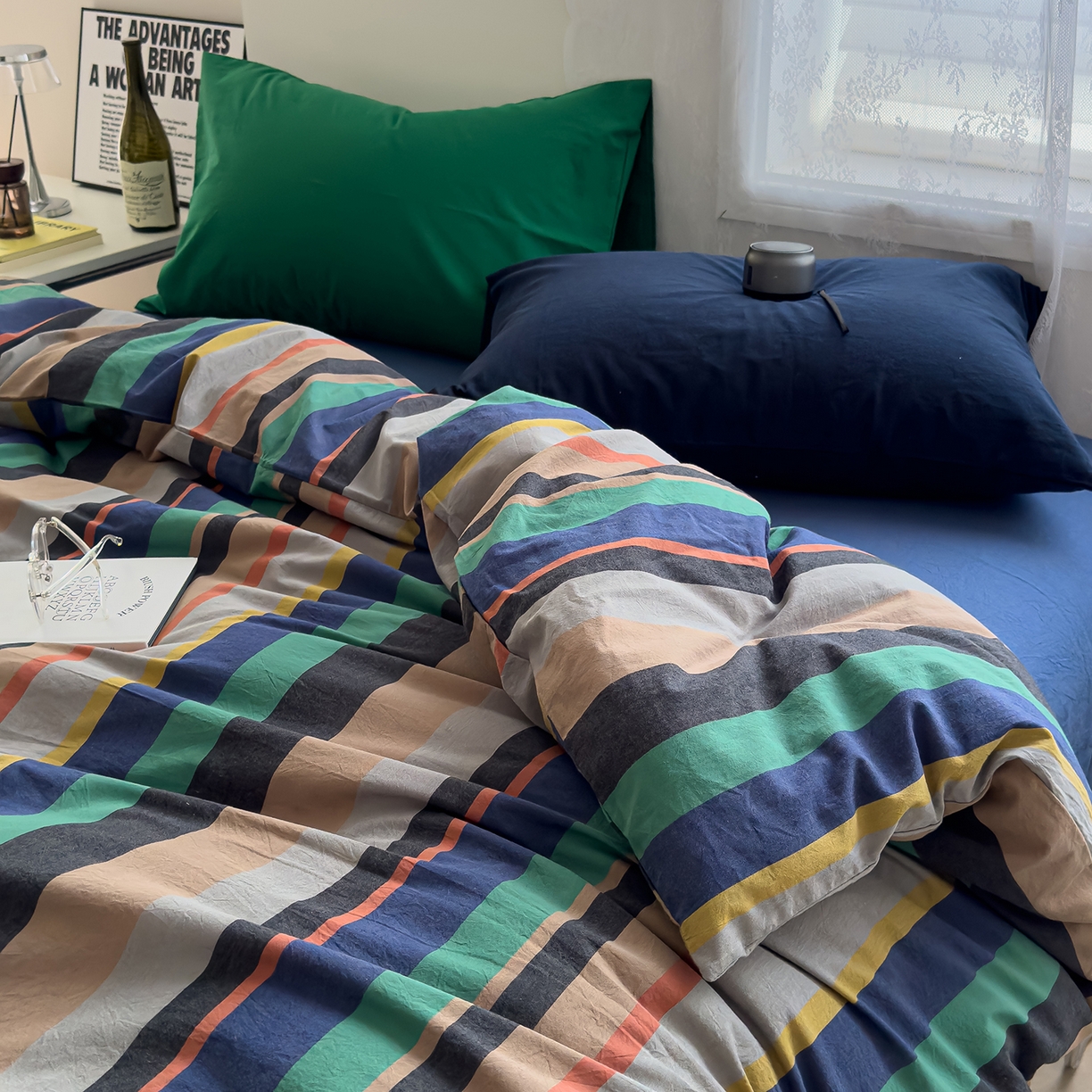 91家纺网 家纺一手货源 找家纺 （总）对白 2025新款全棉色织水洗系列四件套-曼切斯特 （提供买家秀）