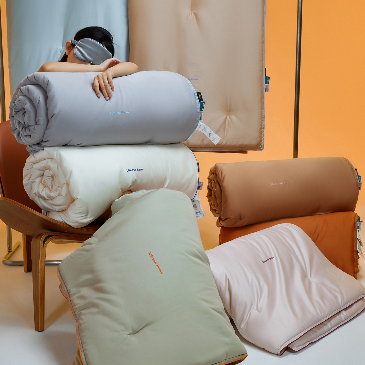 91家纺网 家纺一手货源 找家纺 （总）丽笙被芯 2025新款秋冬亲肤舒适80S超细旦天丝棉微磨毛素色可水洗懒人被-场景一