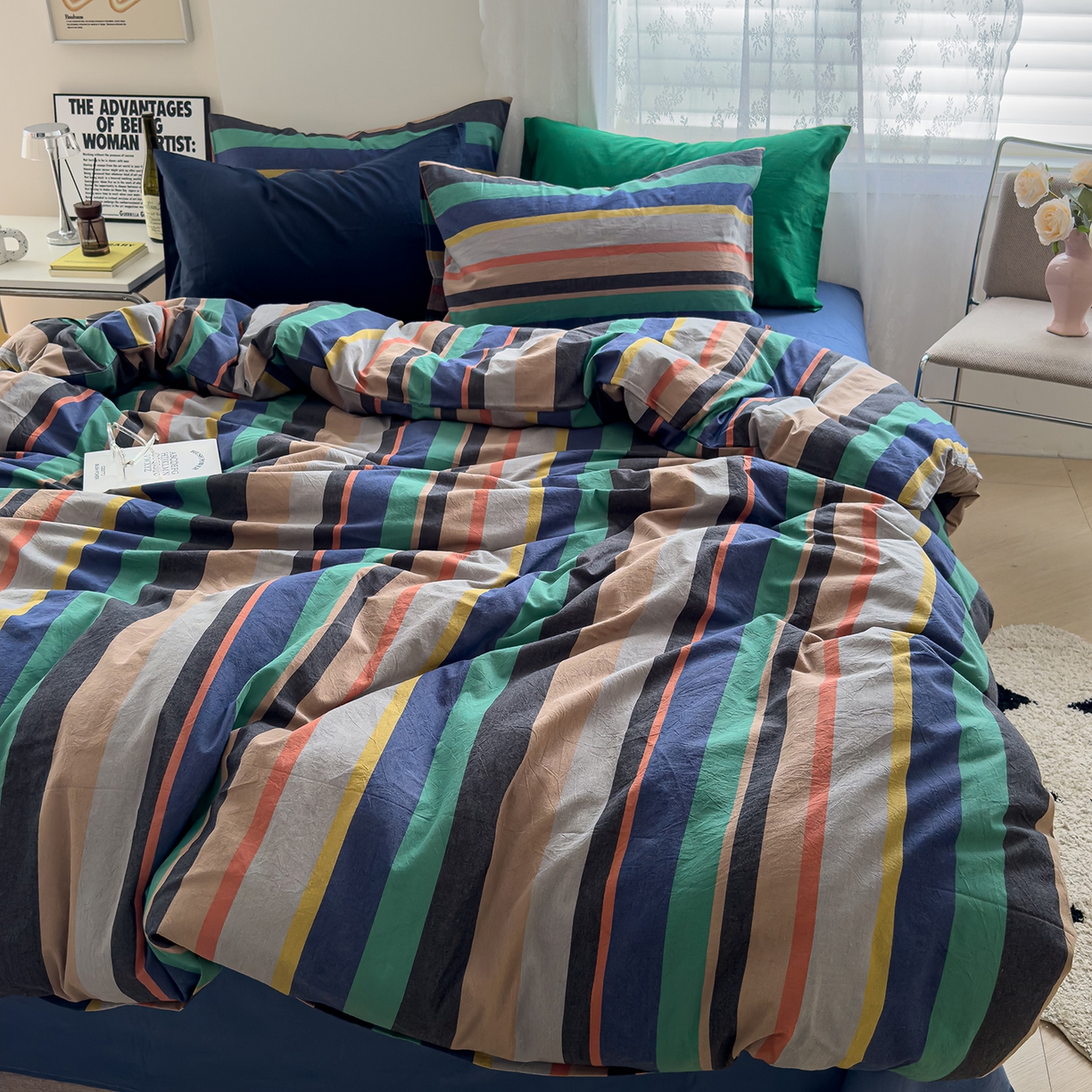 91家纺网 家纺一手货源 找家纺 （总）对白 2025新款全棉色织水洗系列四件套-曼切斯特 （提供买家秀）