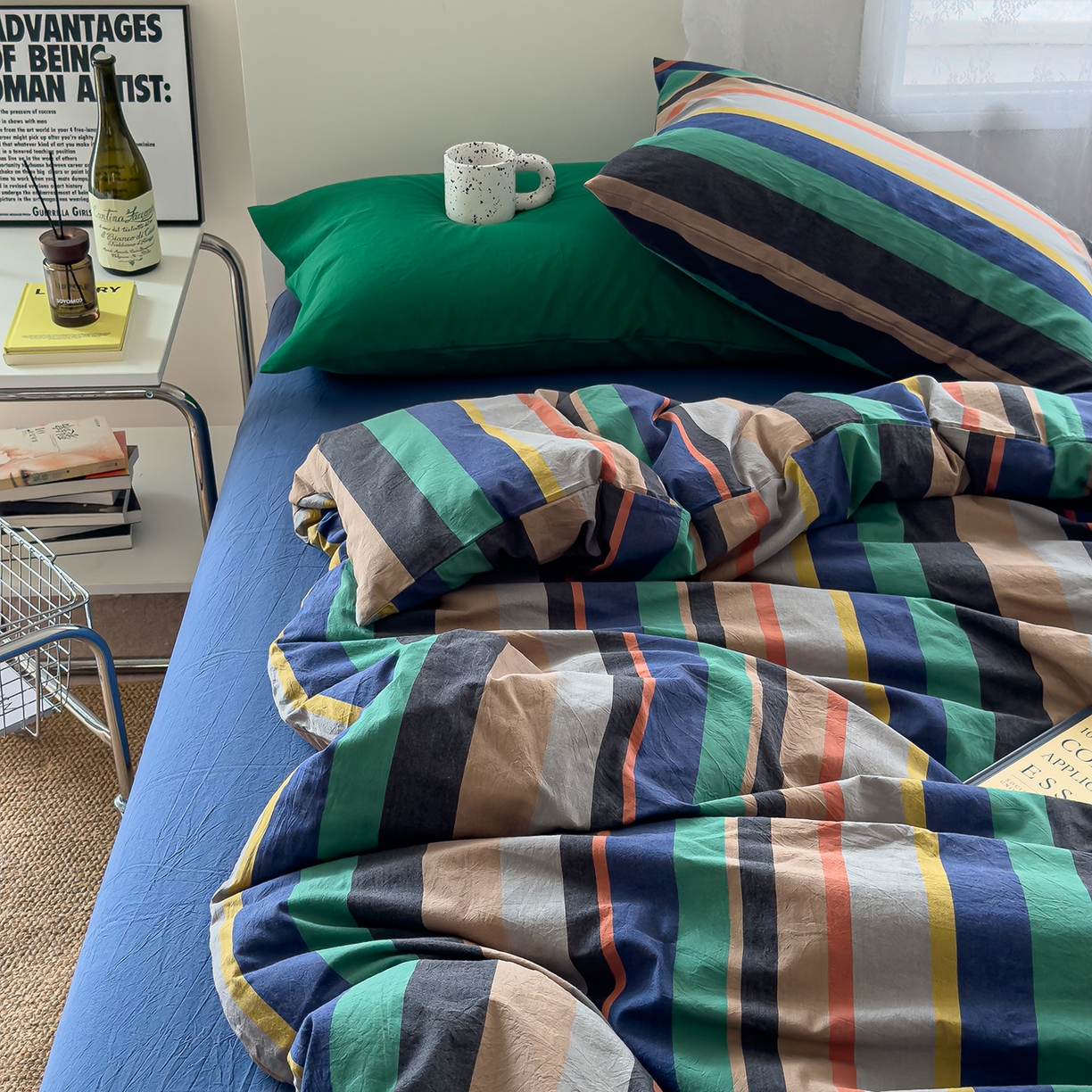 91家纺网 家纺一手货源 找家纺 （总）对白 2025新款全棉色织水洗系列四件套-曼切斯特 （提供买家秀）