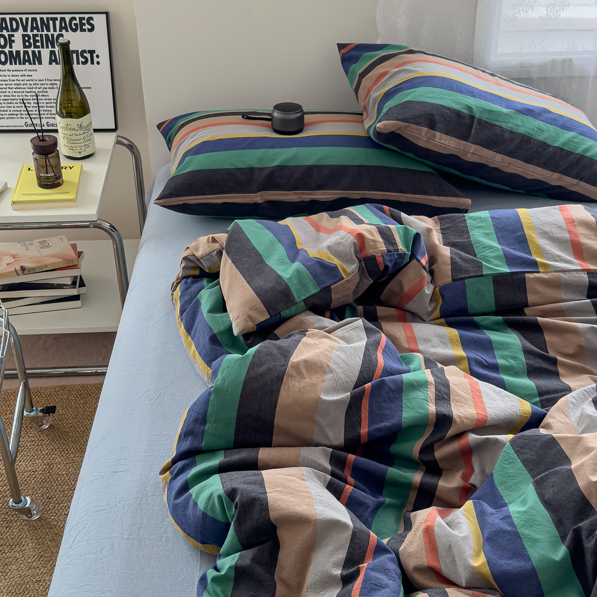 91家纺网 家纺一手货源 找家纺 （总）对白 2025新款全棉色织水洗系列四件套-曼切斯特 （提供买家秀）