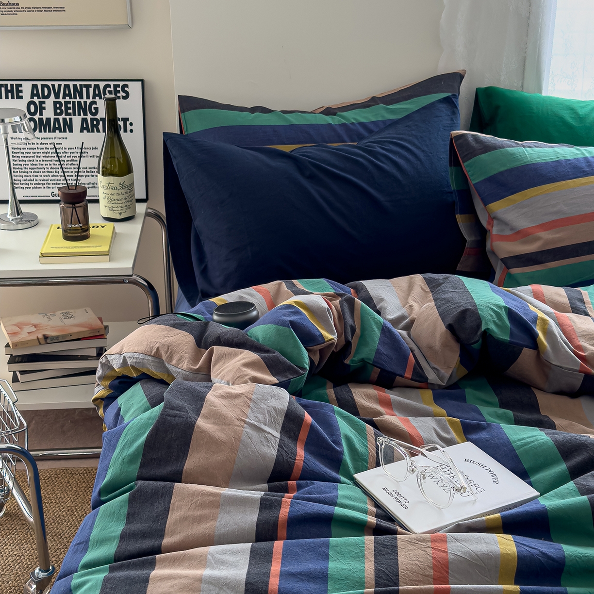 91家纺网 家纺一手货源 找家纺 （总）对白 2025新款全棉色织水洗系列四件套-曼切斯特 （提供买家秀）