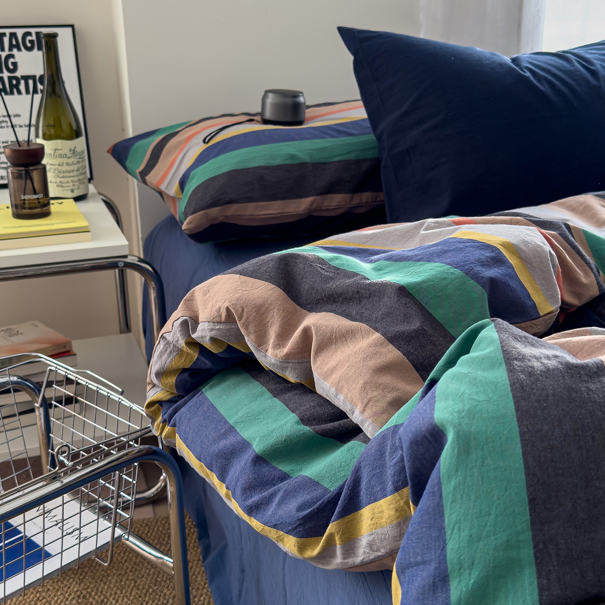 91家纺网 家纺一手货源 找家纺 （总）对白 2025新款全棉色织水洗系列四件套-曼切斯特 （提供买家秀）