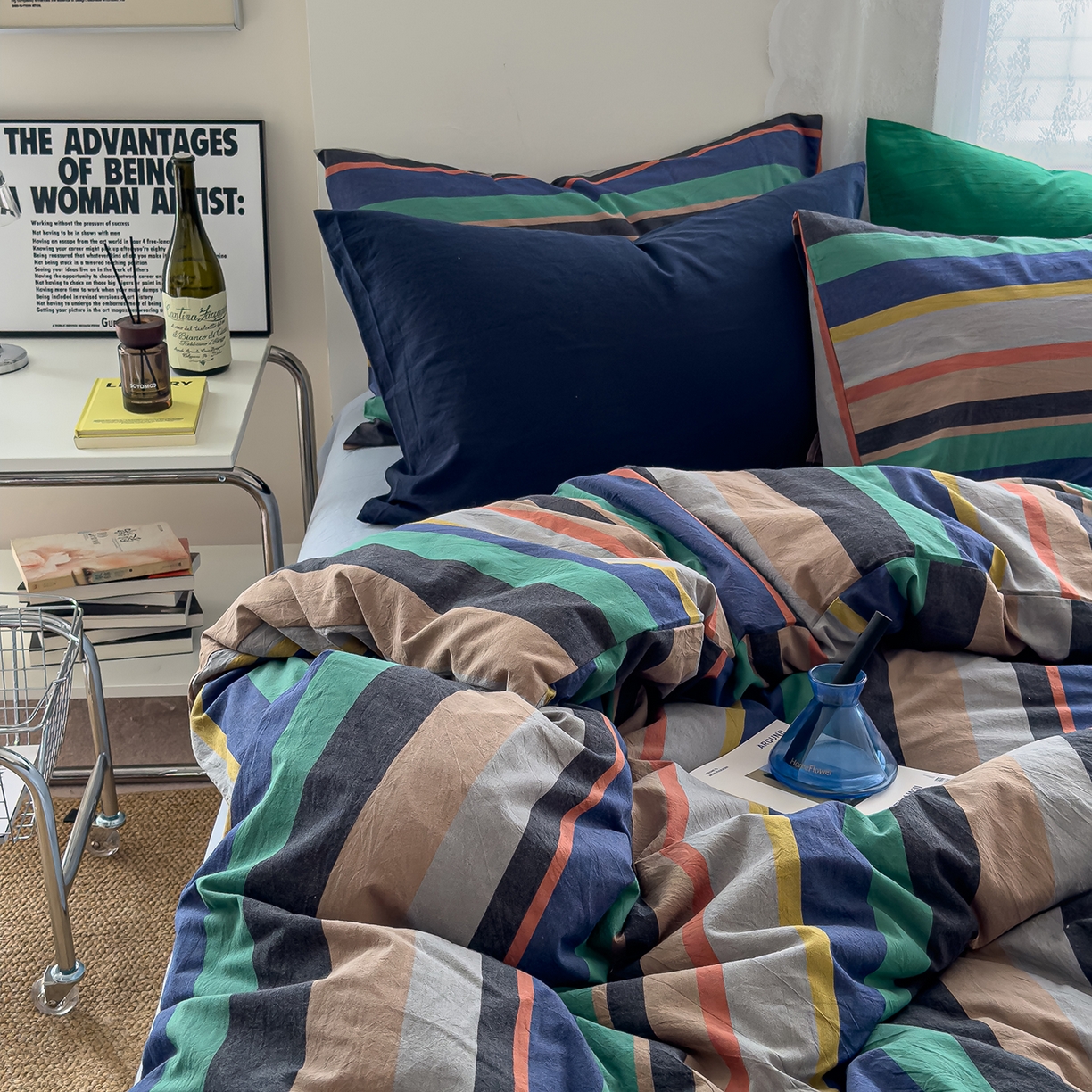 91家纺网 家纺一手货源 找家纺 （总）对白 2025新款全棉色织水洗系列四件套-曼切斯特 （提供买家秀）