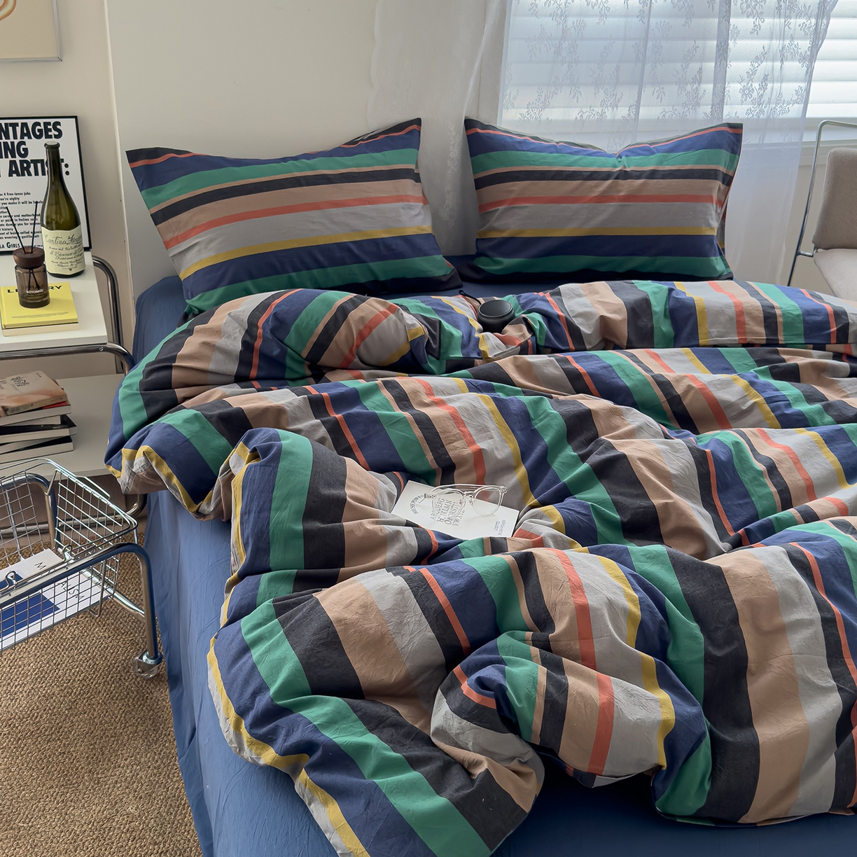 91家纺网 家纺一手货源 找家纺 （总）对白 2025新款全棉色织水洗系列四件套-曼切斯特 （提供买家秀）