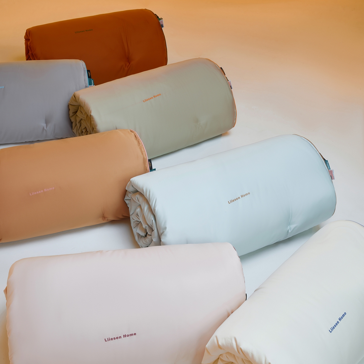 91家纺网 家纺一手货源 找家纺 丽笙被芯 2025新款秋冬亲肤舒适80S超细旦天丝棉微磨毛素色可水洗懒人被-场景一 组合图仅供展示