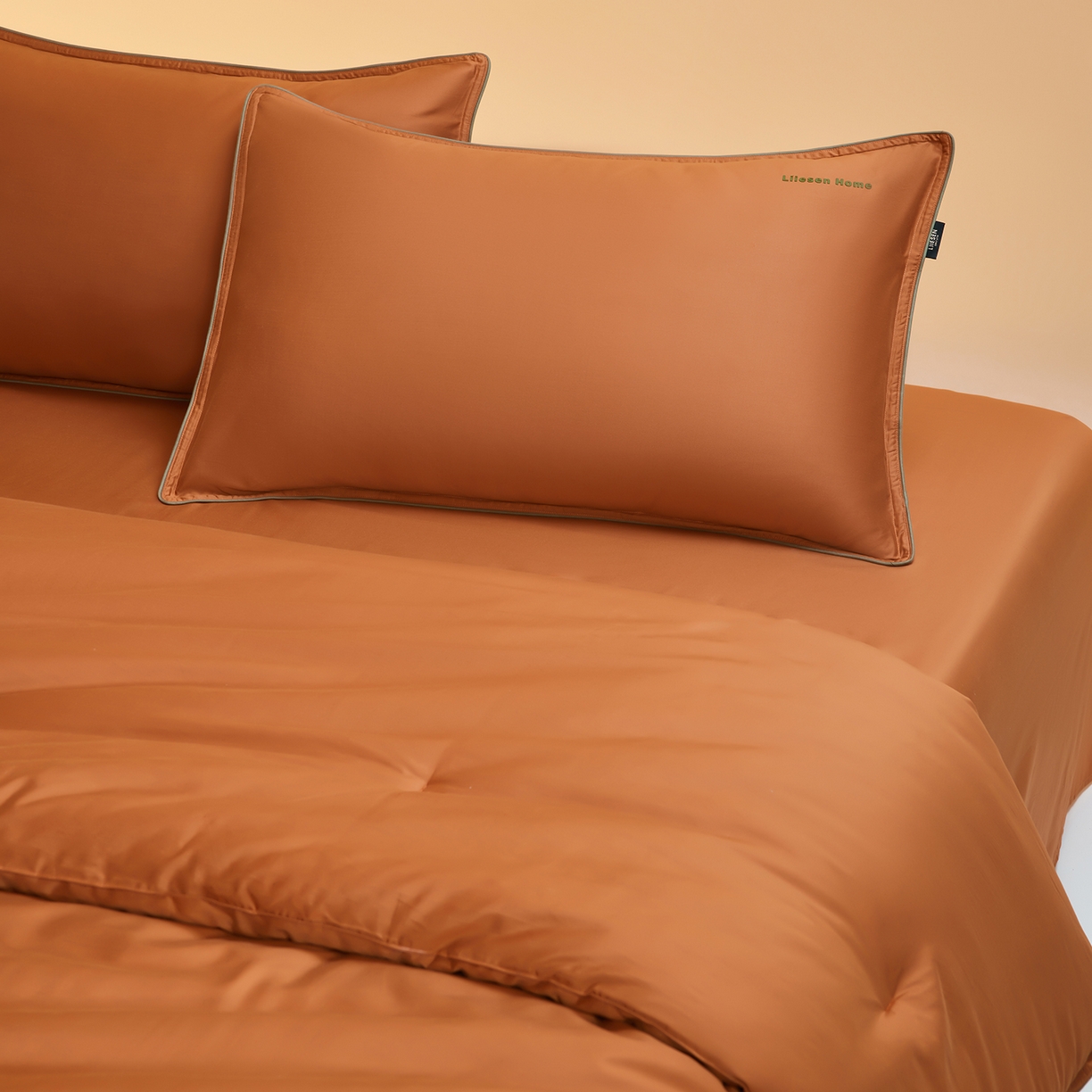 91家纺网 家纺一手货源 找家纺 丽笙被芯 2025新款秋冬亲肤舒适80S超细旦天丝棉微磨毛素色可水洗懒人被-场景一 焦糖橙