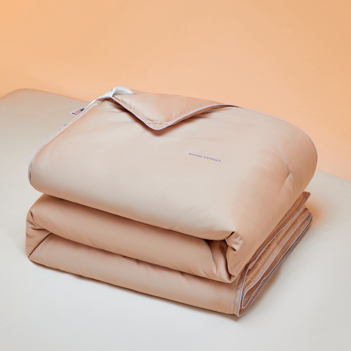 91家纺网 家纺一手货源 找家纺 丽笙被芯 2025新款秋冬亲肤舒适80S超细旦天丝棉微磨毛素色可水洗懒人被-场景一 经典咖