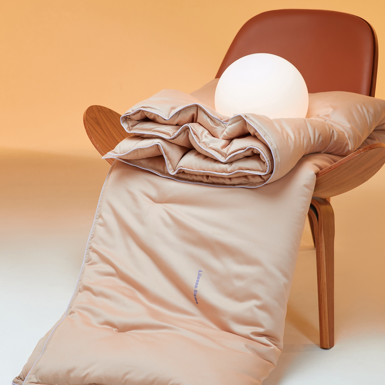 91家纺网 家纺一手货源 找家纺 丽笙被芯 2025新款秋冬亲肤舒适80S超细旦天丝棉微磨毛素色可水洗懒人被-场景一 经典咖