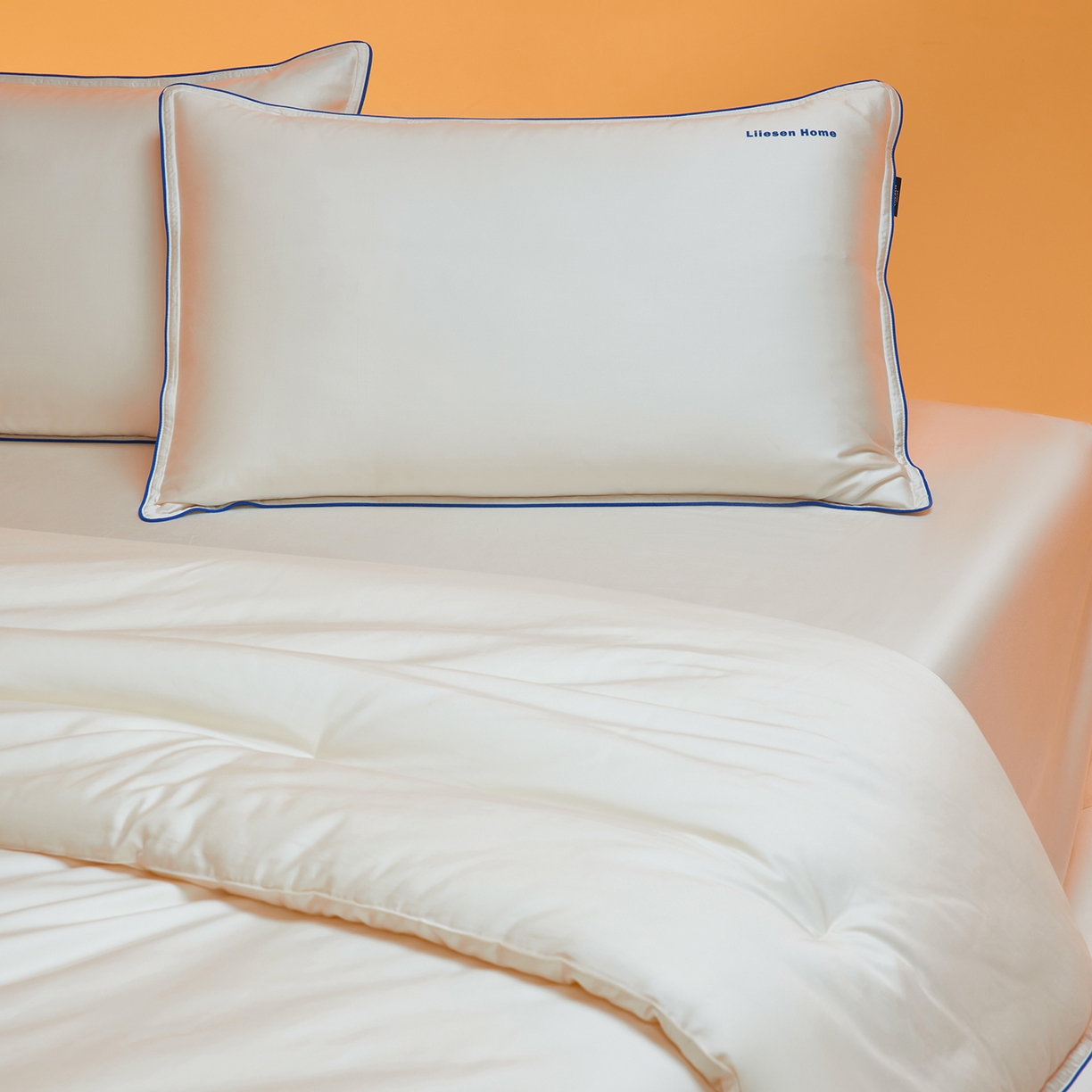 91家纺网 家纺一手货源 找家纺 丽笙被芯 2025新款秋冬亲肤舒适80S超细旦天丝棉微磨毛素色可水洗懒人被-场景一 牡蛎白