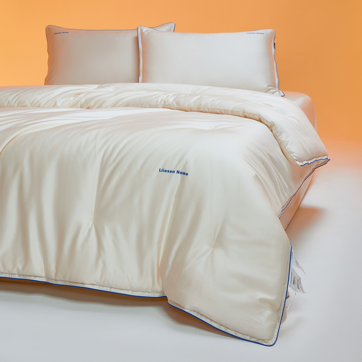 91家纺网 家纺一手货源 找家纺 丽笙被芯 2025新款秋冬亲肤舒适80S超细旦天丝棉微磨毛素色可水洗懒人被-场景一 牡蛎白