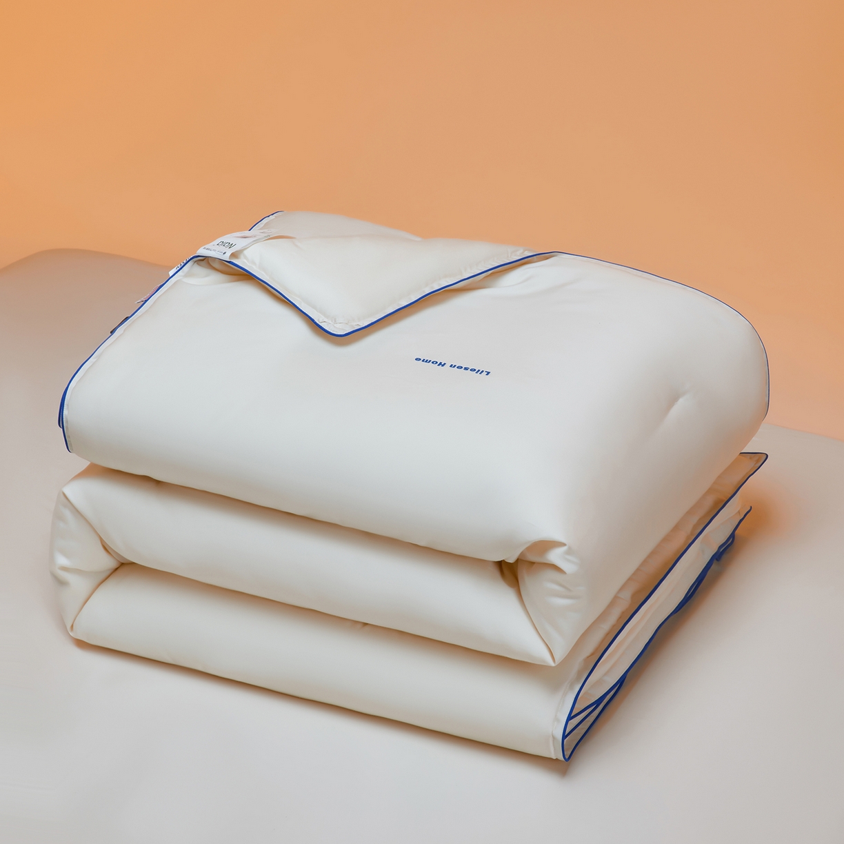 91家纺网 家纺一手货源 找家纺 丽笙被芯 2025新款秋冬亲肤舒适80S超细旦天丝棉微磨毛素色可水洗懒人被-场景一 牡蛎白