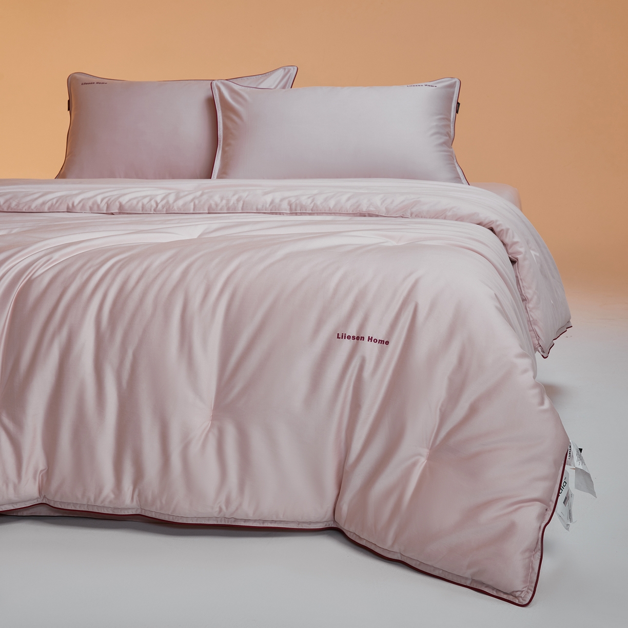 91家纺网 家纺一手货源 找家纺 丽笙被芯 2025新款秋冬亲肤舒适80S超细旦天丝棉微磨毛素色可水洗懒人被-场景一 日光粉