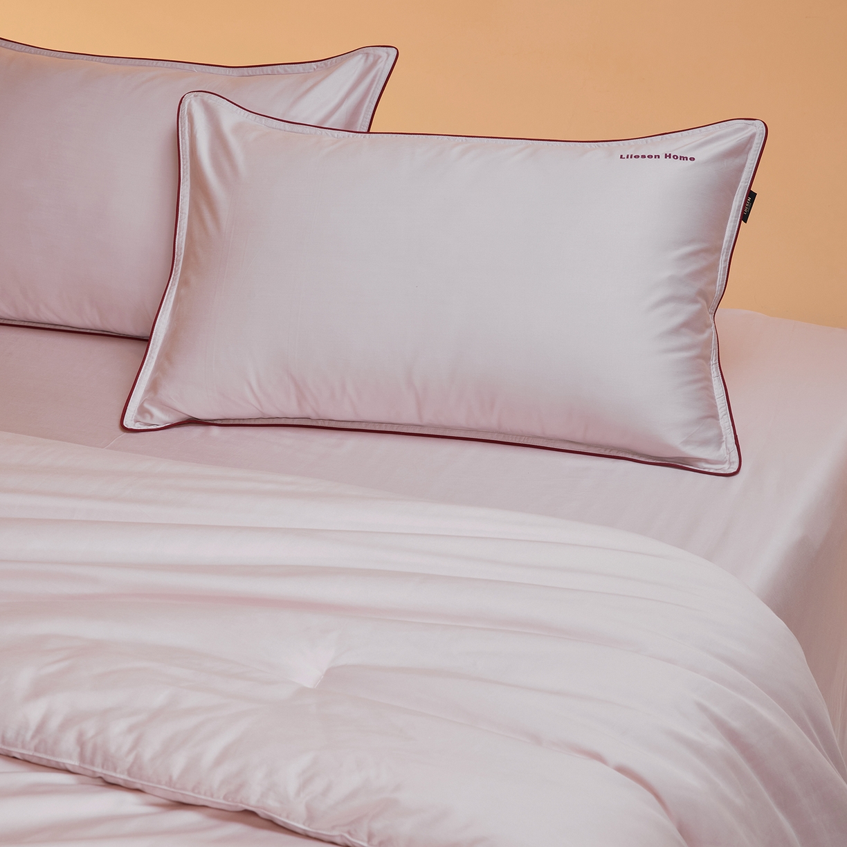 91家纺网 家纺一手货源 找家纺 丽笙被芯 2025新款秋冬亲肤舒适80S超细旦天丝棉微磨毛素色可水洗懒人被-场景一 日光粉