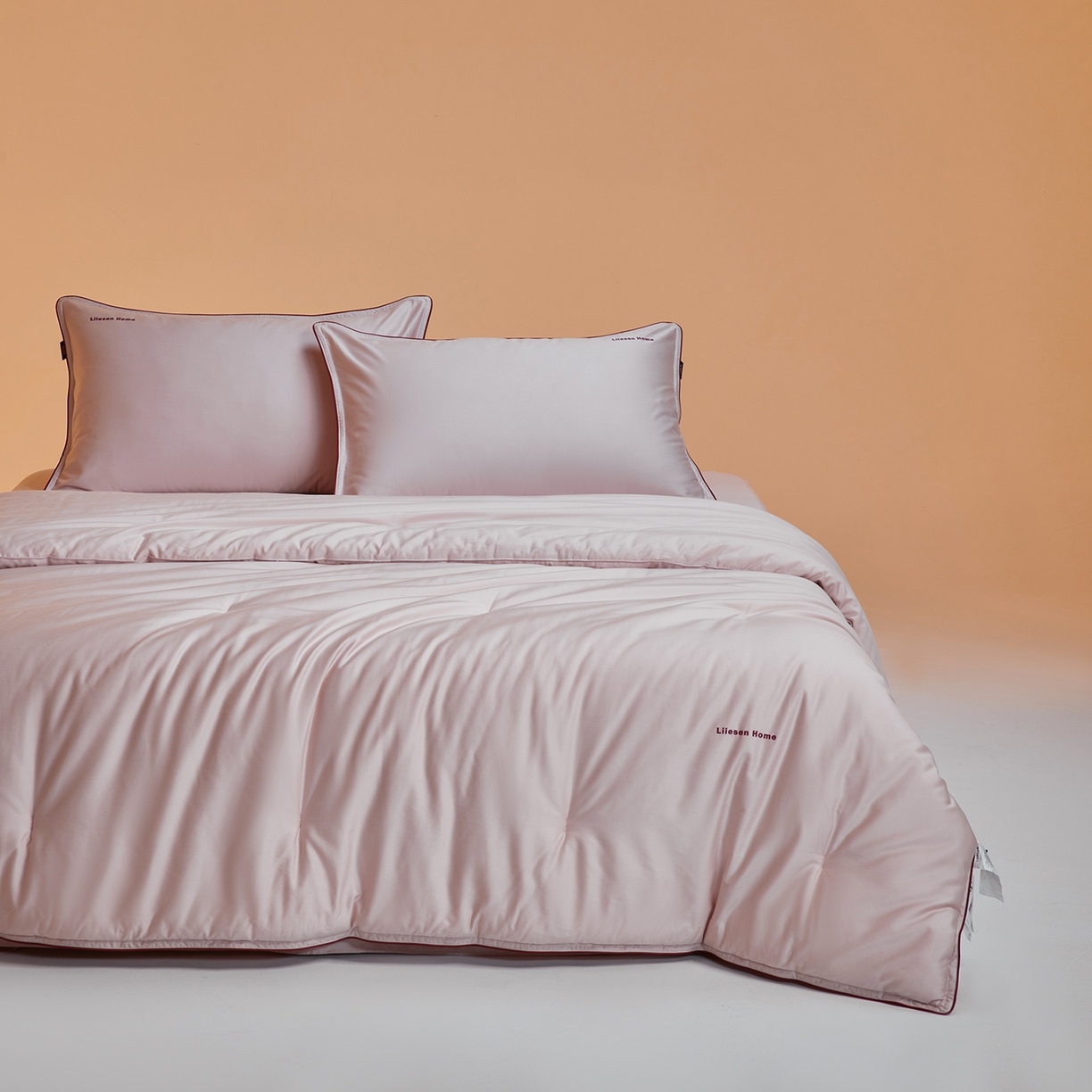 91家纺网 家纺一手货源 找家纺 丽笙被芯 2025新款秋冬亲肤舒适80S超细旦天丝棉微磨毛素色可水洗懒人被-场景一 日光粉