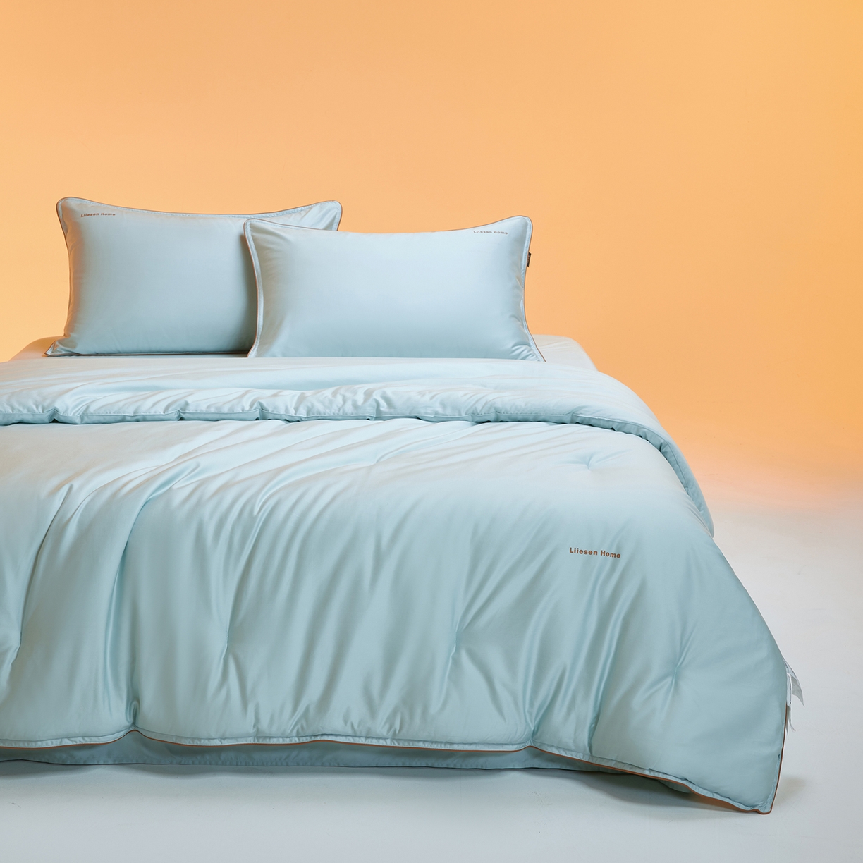 91家纺网 家纺一手货源 找家纺 丽笙被芯 2025新款秋冬亲肤舒适80S超细旦天丝棉微磨毛素色可水洗懒人被-场景一 陶瓷蓝