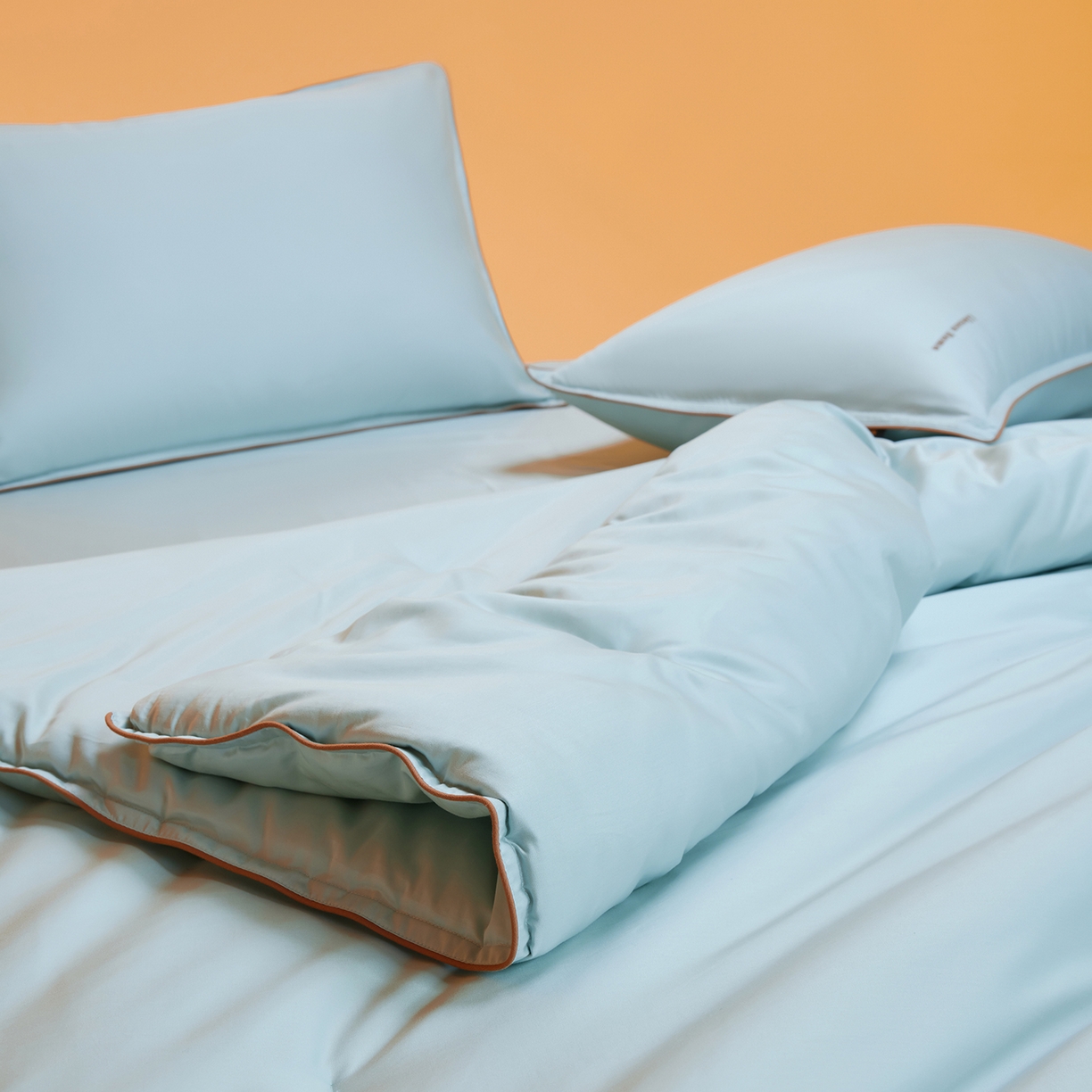 91家纺网 家纺一手货源 找家纺 丽笙被芯 2025新款秋冬亲肤舒适80S超细旦天丝棉微磨毛素色可水洗懒人被-场景一 陶瓷蓝