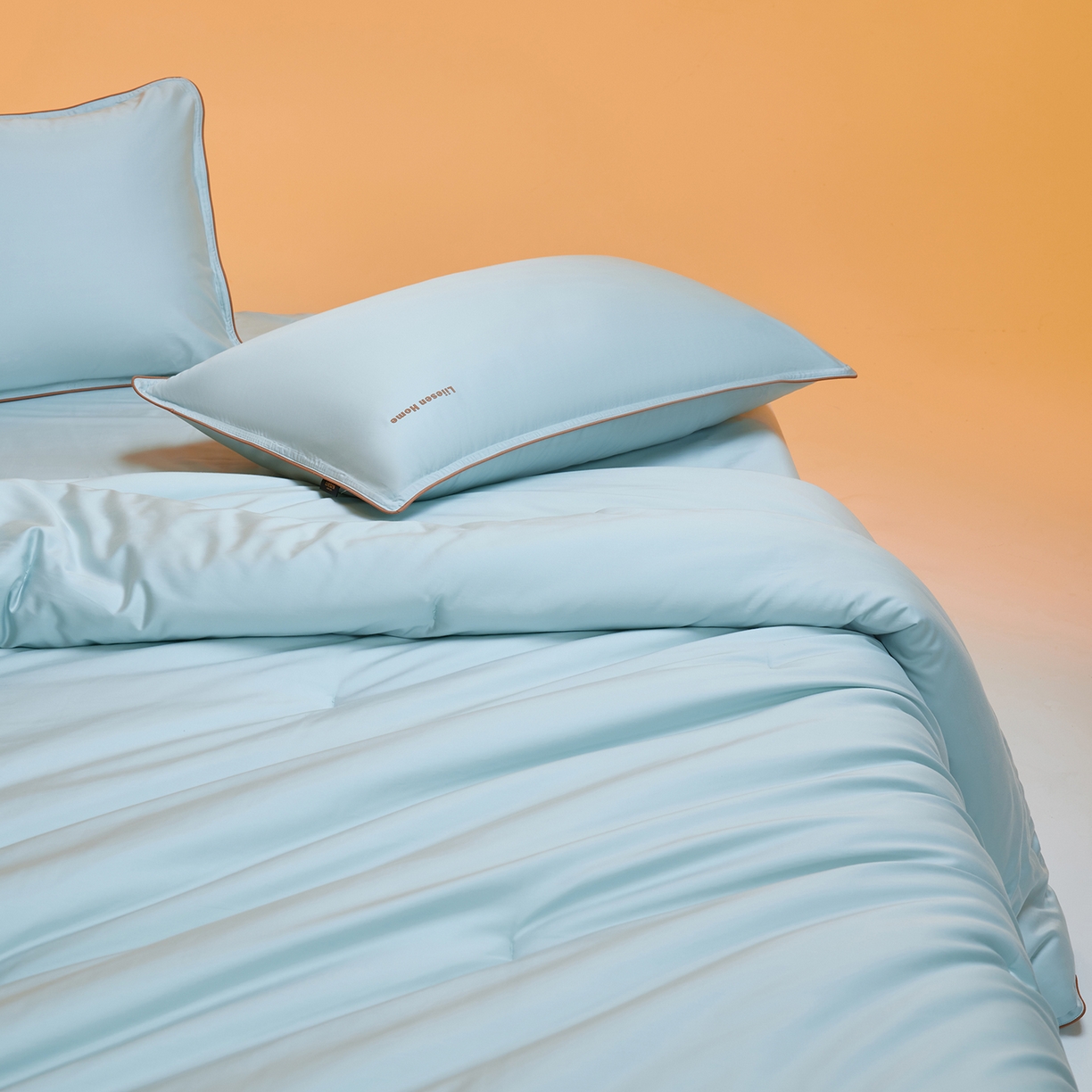 91家纺网 家纺一手货源 找家纺 丽笙被芯 2025新款秋冬亲肤舒适80S超细旦天丝棉微磨毛素色可水洗懒人被-场景一 陶瓷蓝