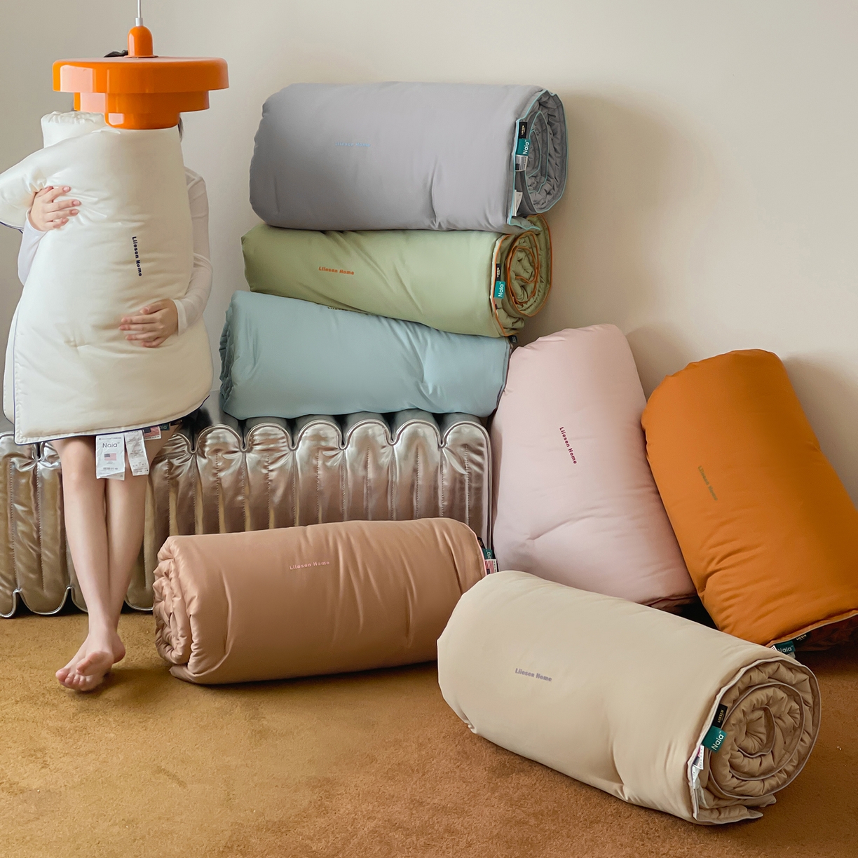 91家纺网 家纺一手货源 找家纺 （总）丽笙被芯 2025新款秋冬亲肤舒适80S超细旦天丝棉微磨毛素色可水洗懒人被-场景二