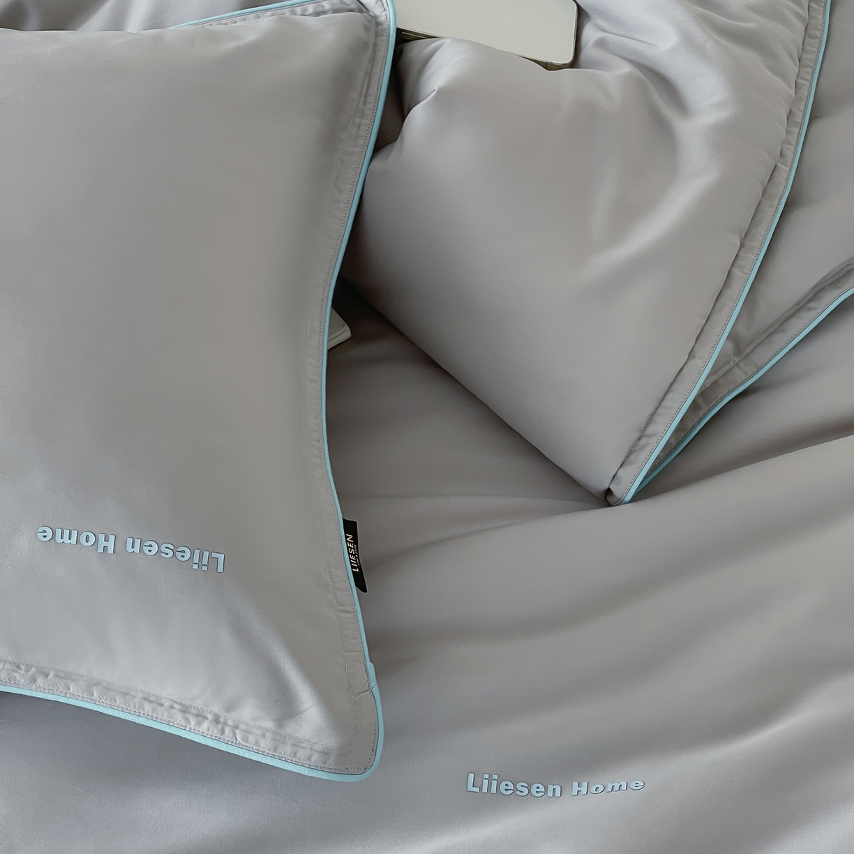 91家纺网 家纺一手货源 找家纺 丽笙被芯 2025新款秋冬亲肤舒适80S超细旦天丝棉微磨毛素色可水洗懒人被-场景二 鸽子灰