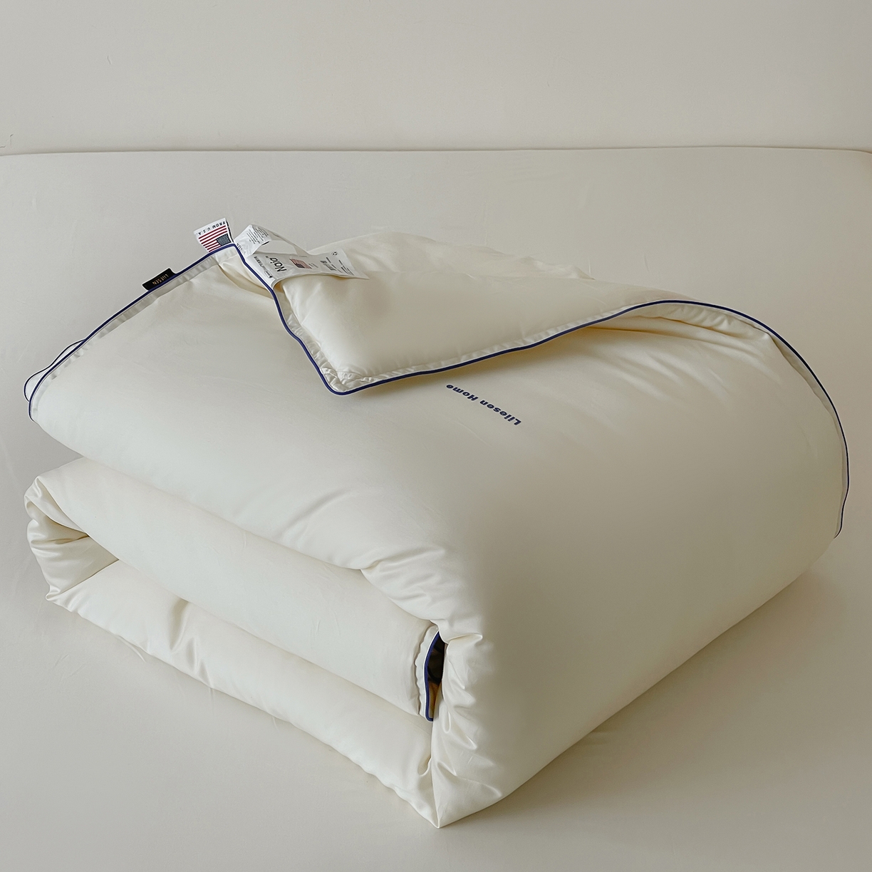 丽笙被芯 2025新款秋冬亲肤舒适80S超细旦天丝棉微磨毛素色可水洗懒人被-场景二 牡蛎白