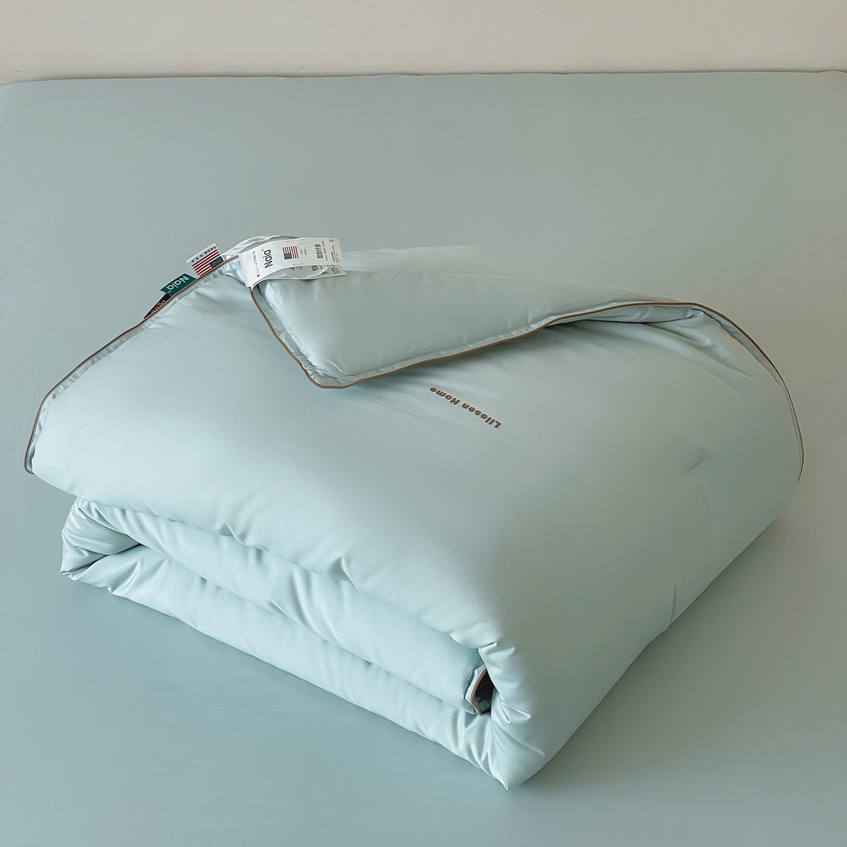 丽笙被芯 2025新款秋冬亲肤舒适80S超细旦天丝棉微磨毛素色可水洗懒人被-场景二 陶瓷蓝