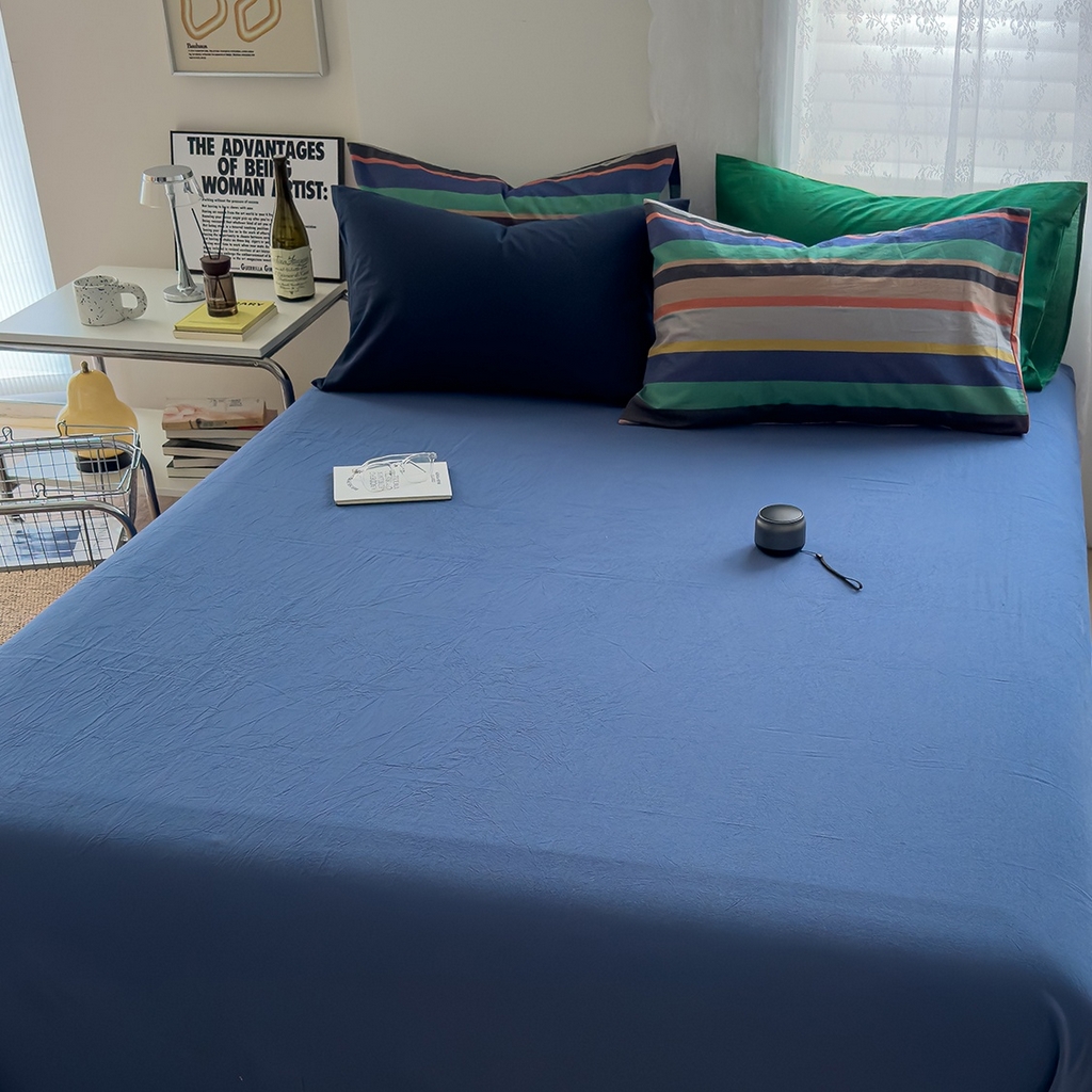 对白 2025新款全棉色织水洗系列单床笠-曼切斯特（提供买家秀） 宝石蓝