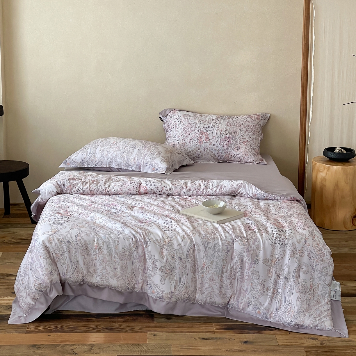 91家纺网 家纺一手货源 找家纺 丽笙被芯 2025新款80S超细旦天丝棉微磨毛印花可水洗懒人被 梦薇