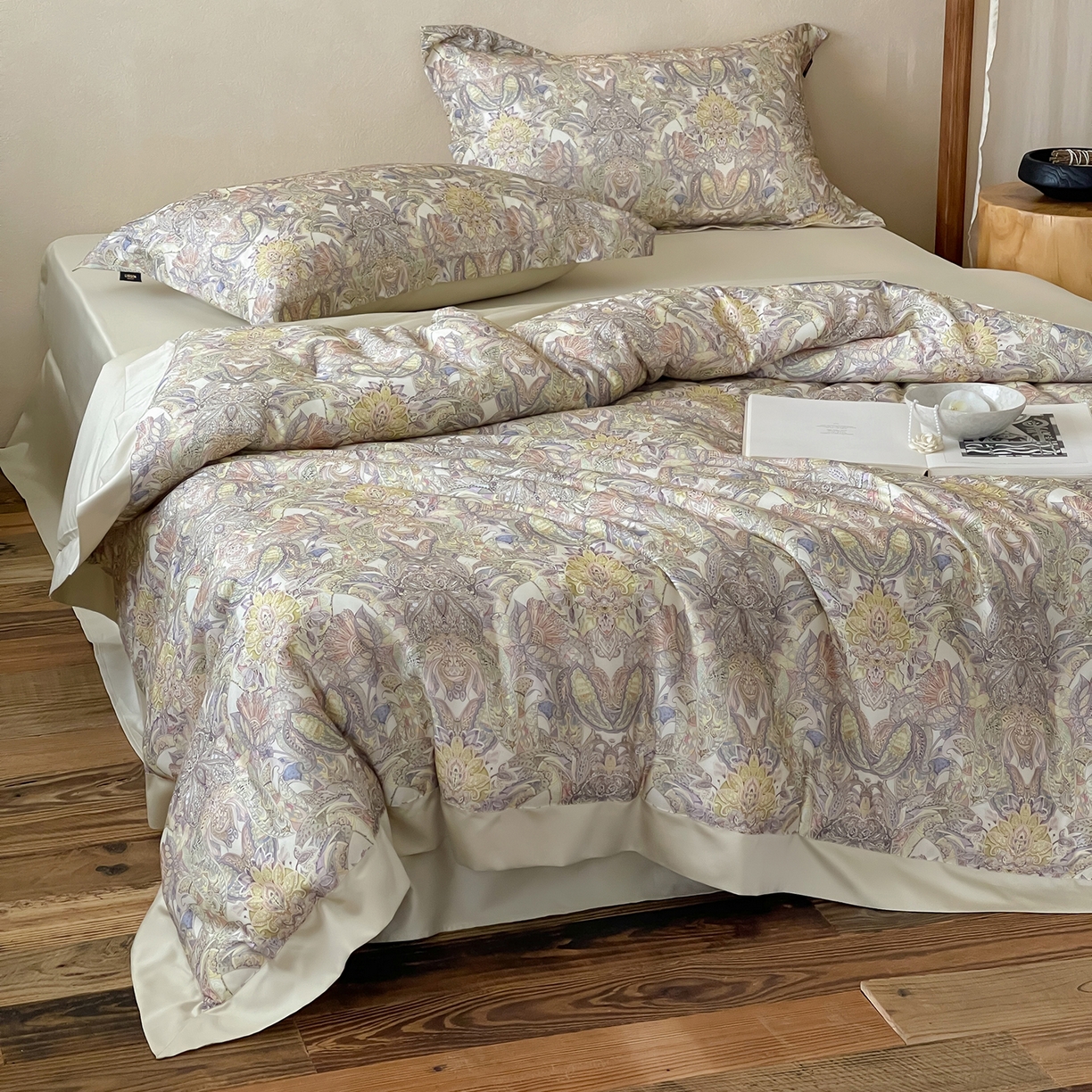 91家纺网 家纺一手货源 找家纺 丽笙被芯 2025新款80S超细旦天丝棉微磨毛印花可水洗懒人被 莫尔