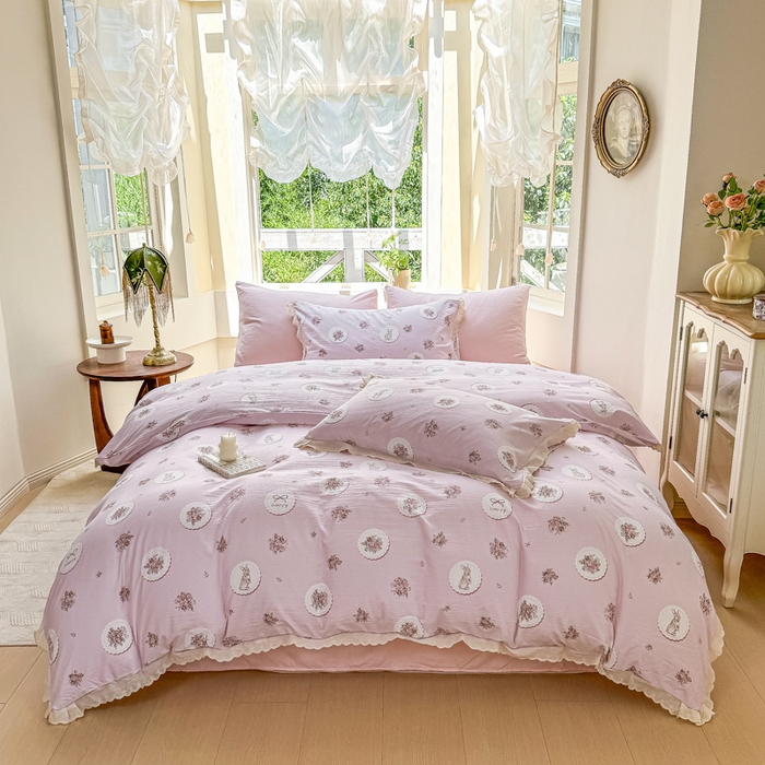 91家纺网 家纺一手货源 找家纺 （总）漫仙阁家纺 2025春夏新款双层纱加厚四件套