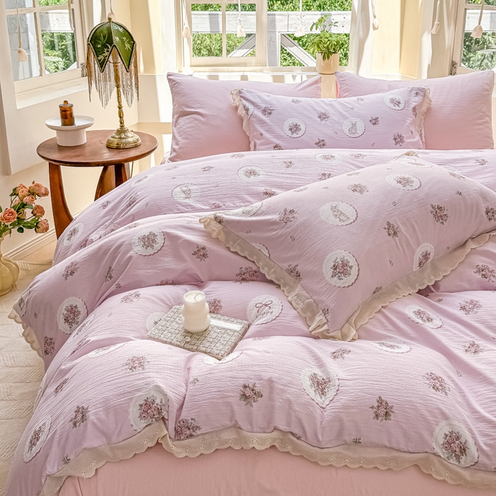 91家纺网 家纺一手货源 找家纺 （总）漫仙阁家纺 2025春夏新款双层纱加厚四件套