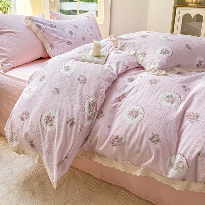 91家纺网 家纺一手货源 找家纺 （总）漫仙阁家纺 2025春夏新款双层纱加厚四件套