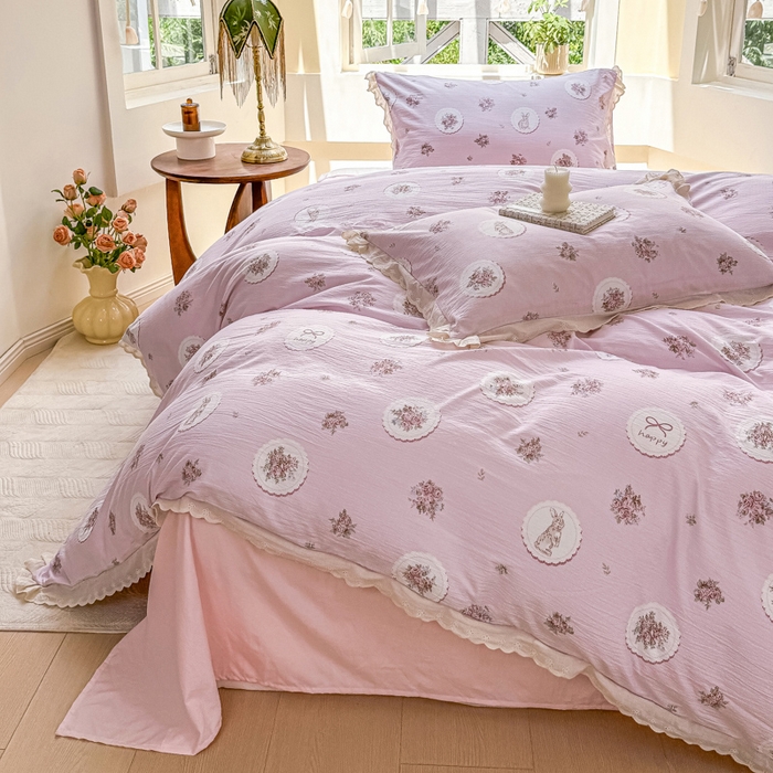 91家纺网 家纺一手货源 找家纺 （总）漫仙阁家纺 2025春夏新款双层纱加厚四件套