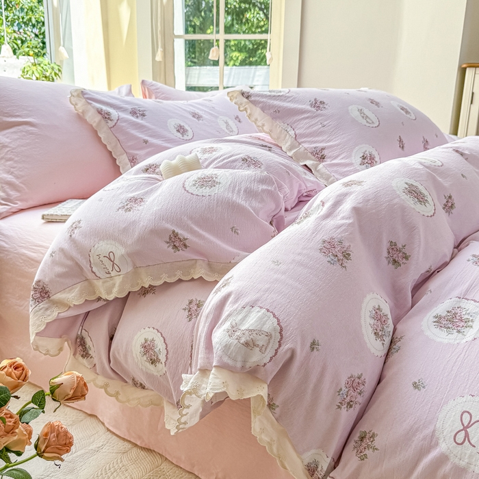 91家纺网 家纺一手货源 找家纺 （总）漫仙阁家纺 2025春夏新款双层纱加厚四件套