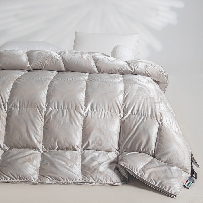91家纺网 家纺一手货源 找家纺 御眠纺羽绒被壳 2025新款高端贡缎提花单层羽绒被壳 飘高级灰