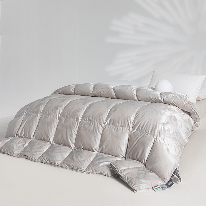 91家纺网 家纺一手货源 找家纺 御眠纺羽绒被壳 2025新款高端贡缎提花单层羽绒被壳 飘高级灰
