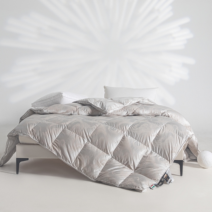 静若居羽绒被壳 2025新款高端贡缎提花单层羽绒被壳 飘高级灰