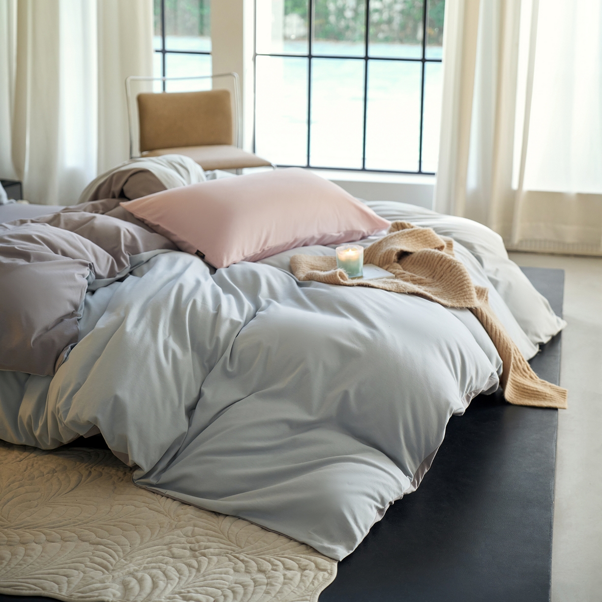 91家纺网 家纺一手货源 找家纺 丽笙被芯 2025新款亲肤舒适阿瓦提针织全棉纯棉被套单品被套单件被套 复古蓝