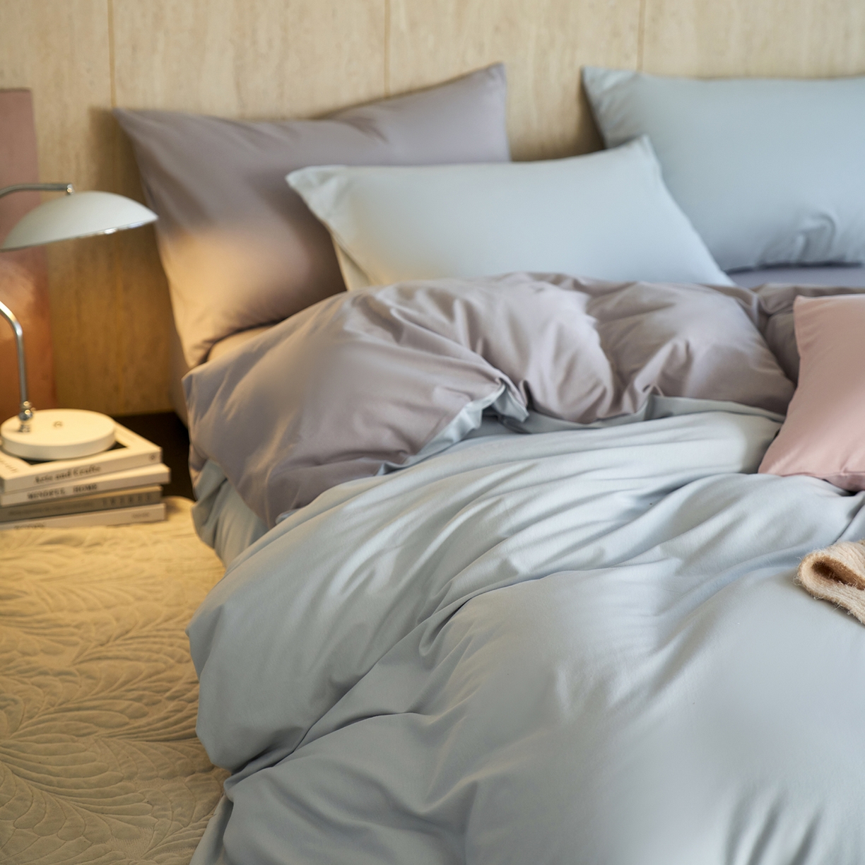 91家纺网 家纺一手货源 找家纺 丽笙被芯 2025新款亲肤舒适阿瓦提针织全棉纯棉被套单品被套单件被套 复古蓝