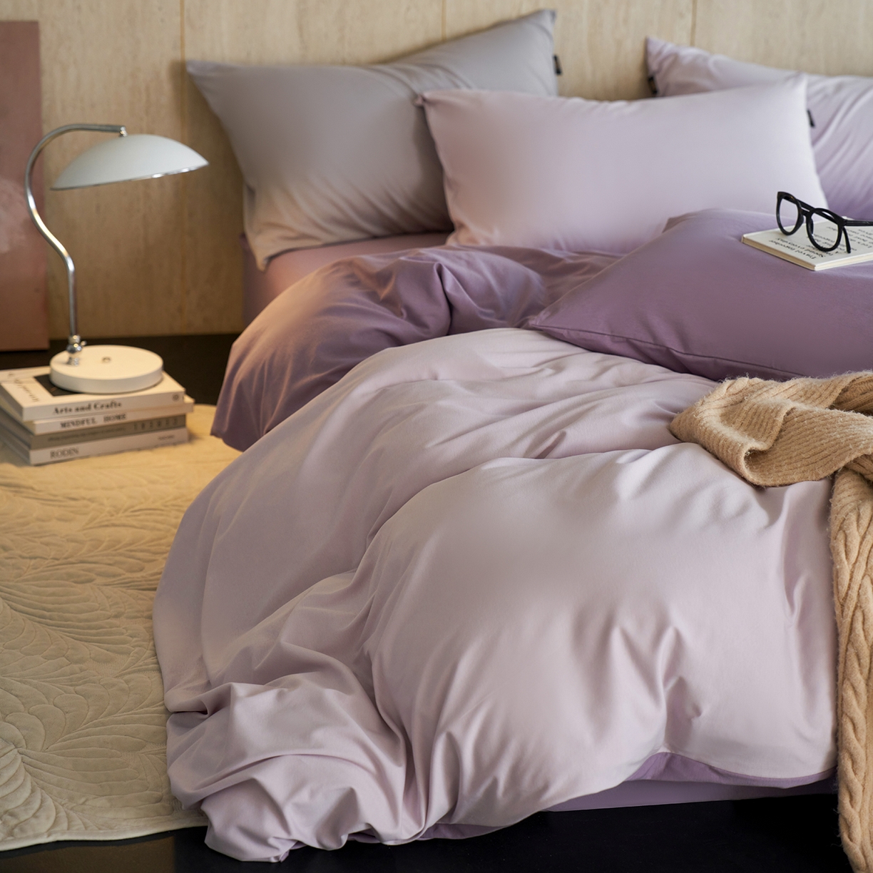 91家纺网 家纺一手货源 找家纺 丽笙被芯 2025新款亲肤舒适阿瓦提针织全棉纯棉被套单品被套单件被套 艾草紫