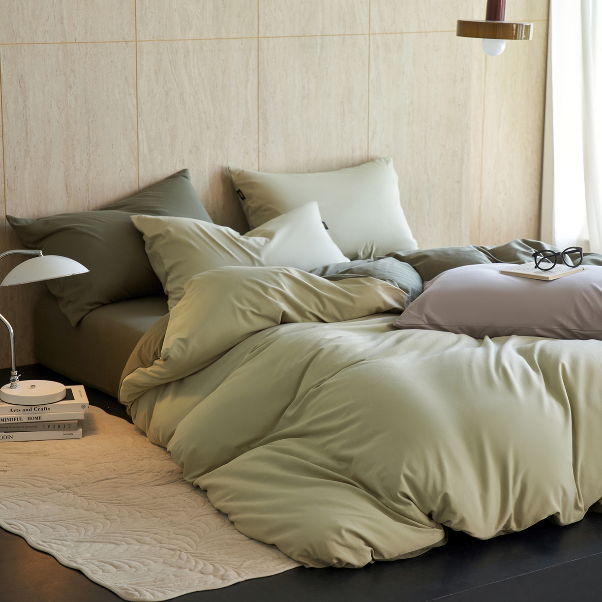 91家纺网 家纺一手货源 找家纺 丽笙被芯 2025新款亲肤舒适阿瓦提针织全棉纯棉被套单品被套单件被套 春水绿