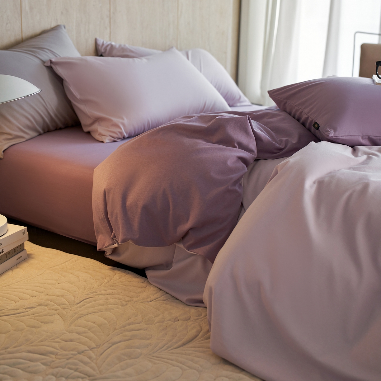 91家纺网 家纺一手货源 找家纺 丽笙被芯 2025新款亲肤舒适阿瓦提针织全棉纯棉被套单品被套单件被套 艾草紫