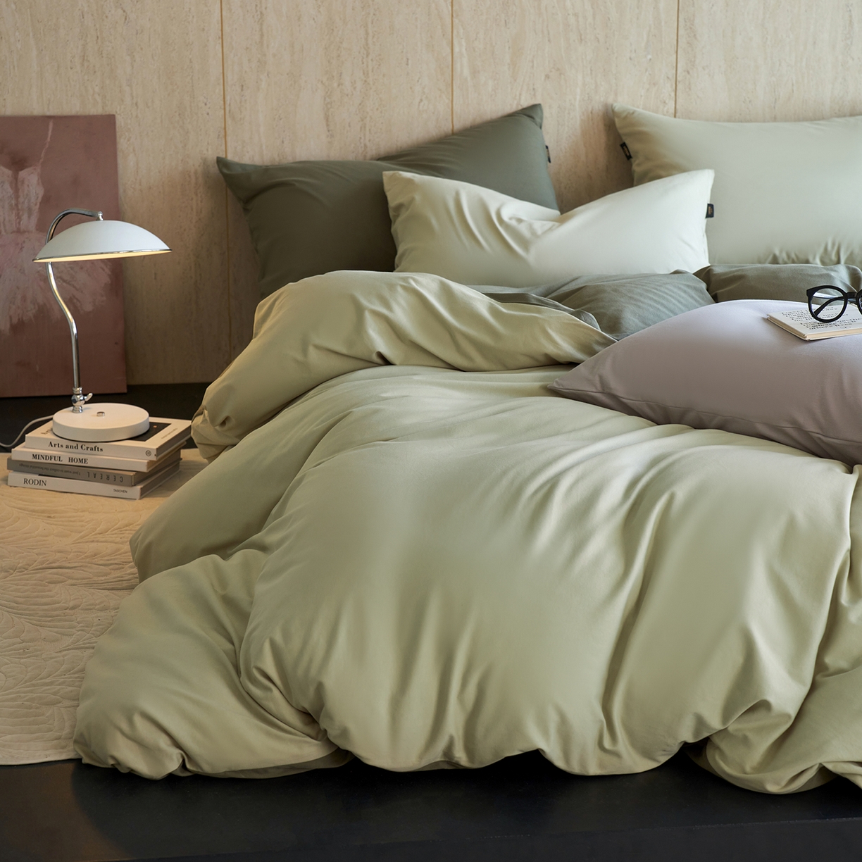 91家纺网 家纺一手货源 找家纺 丽笙被芯 2025新款亲肤舒适阿瓦提针织全棉纯棉被套单品被套单件被套 春水绿