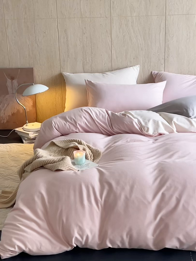 91家纺网 家纺一手货源 找家纺 丽笙被芯 2025新款亲肤舒适阿瓦提针织全棉纯棉被套单品被套单件被套 落霞粉