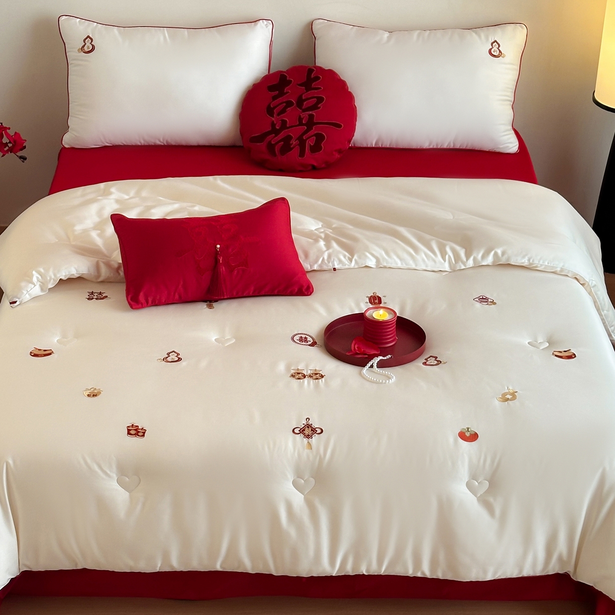 91家纺网 家纺一手货源 找家纺 （总）江涞 2025新款50S贡缎大豆抑菌婚庆喜被被子被芯