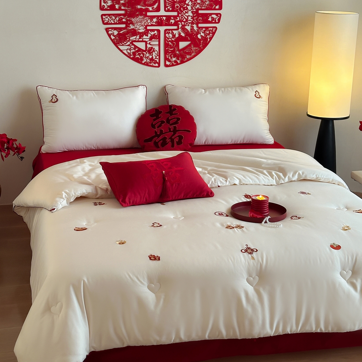 91家纺网 家纺一手货源 找家纺 （总）江涞 2025新款50S贡缎大豆抑菌婚庆喜被被子被芯