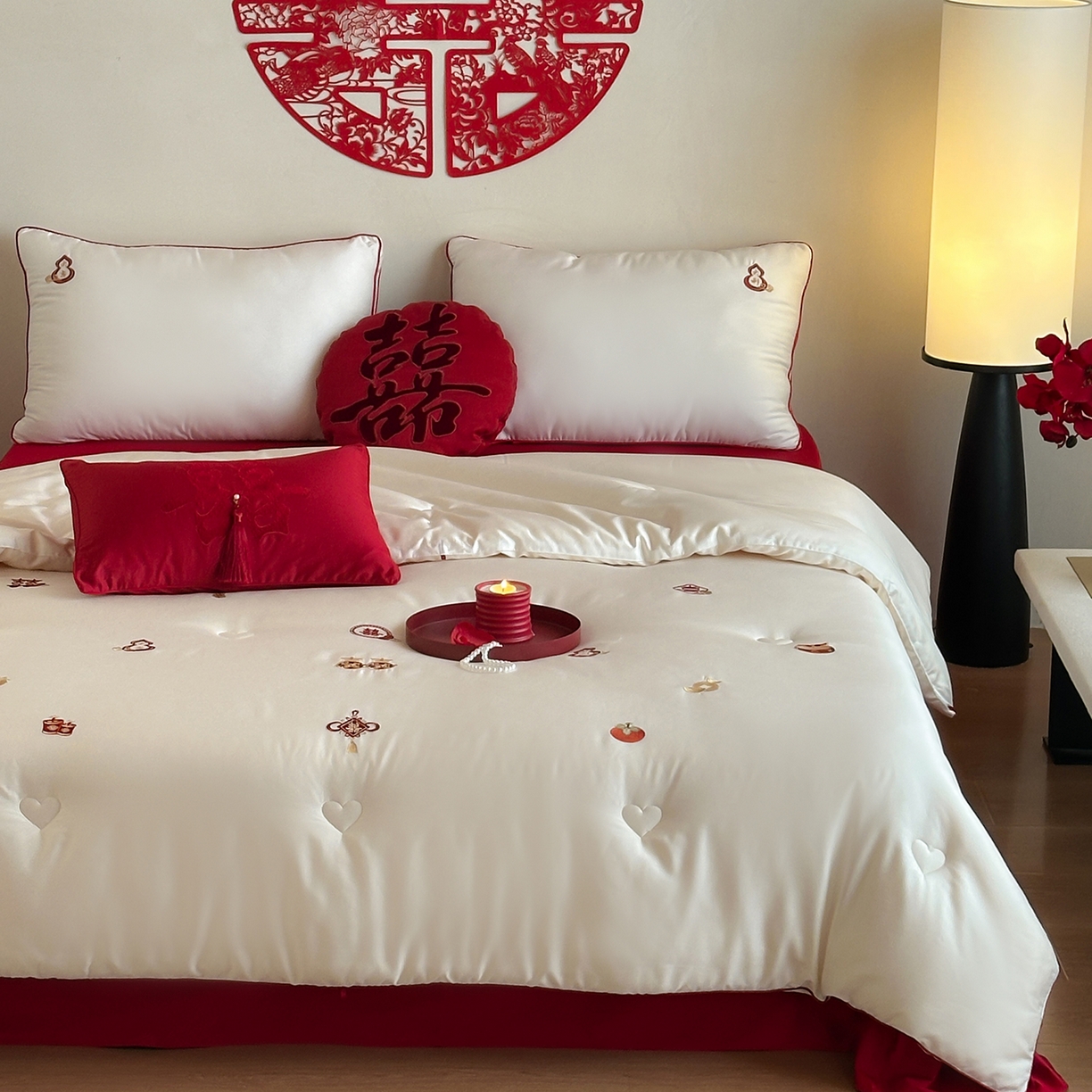 91家纺网 家纺一手货源 找家纺 （总）江涞 2025新款50S贡缎大豆抑菌婚庆喜被被子被芯