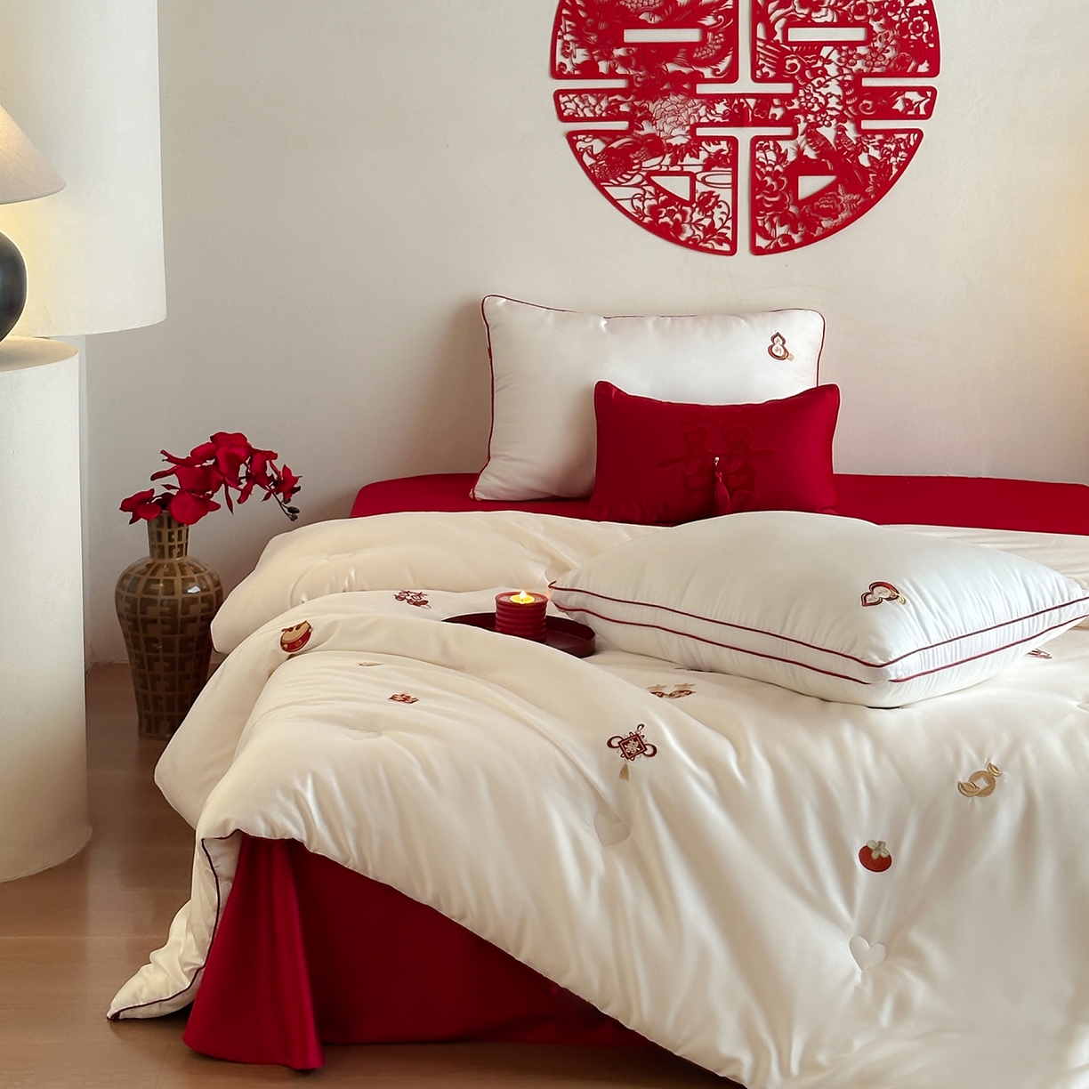 91家纺网 家纺一手货源 找家纺 （总）江涞 2025新款50S贡缎大豆抑菌婚庆喜被被子被芯